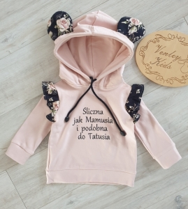 Bluza brudny róż z róże na ciemnym