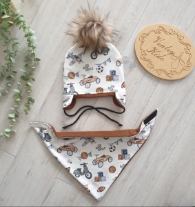 AUTKA RETRO zestaw zimowy z pomponem  