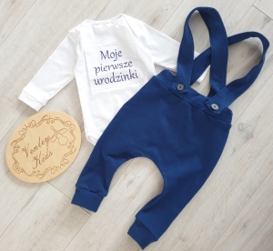 Zestaw biały z granatem 2 el dla chłopca