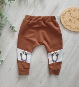 Spodnie dresowe PINGWINKI z brązem