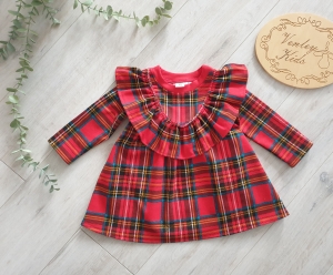 Sukienka krateczka czerwona  z falbaną