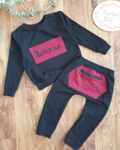 Zestaw basic ZIP czarny z bordo