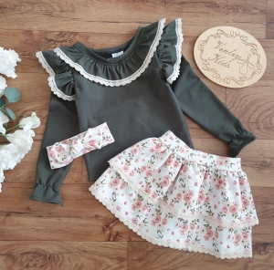 Zestaw MINI FLOWERS  z khaki 3 el   