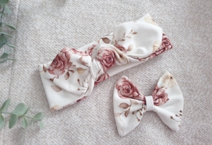 Zestaw pinapka + kokardka HERBACIANE RÓŻE