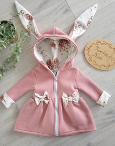 Płaszczyk Królik kwarc z herbaciane róże