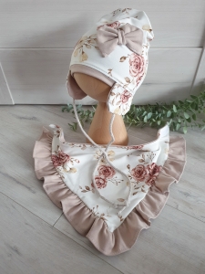 Czapka z chustą HERBACIANE RÓŻE 