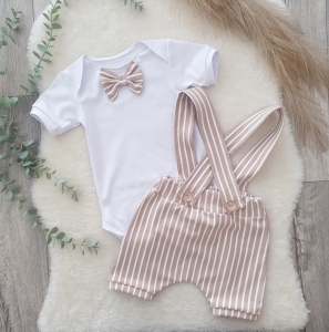 Zestaw letni paseczki beż 2 el 