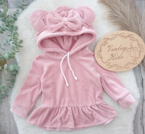 Bluza kwarc welur z kapturem 