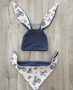 Czapka z chustą AUTKA RETRO Z GRANATEM 