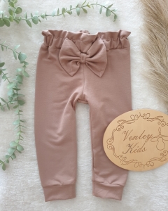 Spodnie wysoki stan z KOKARDĄ brąz