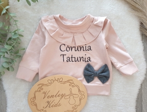 Bluza z falbankami brudny róż z personalizacją