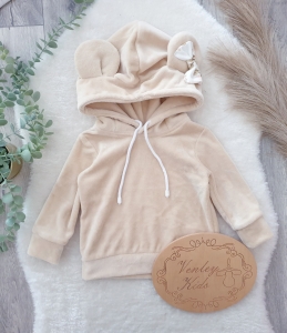 Bluza śmietanka  welur z kapturem 