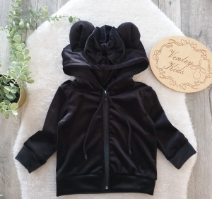 Bluza czarna welur na zamek 