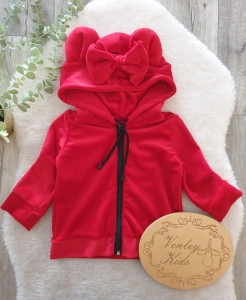 Bluza czerwona welur na zamek