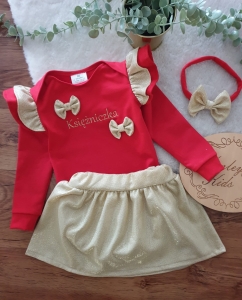 Zestaw czerwony ze złotem 3 el