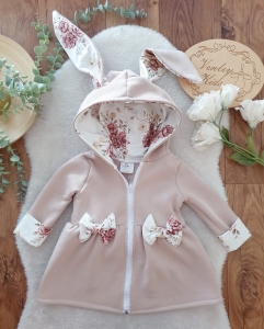 Płaszczyk Królik beż z herbaciane róże