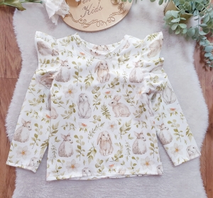 Bluzka KRÓLICZEK Z KWIATEM  z falbanką  