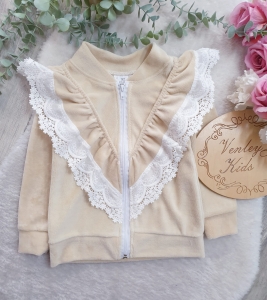 Bluza welur śmietanka  + haft angielski