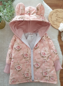 Kurteczka jesienno-zimowa RÓŻE NA BRUDNYM RÓŻU 