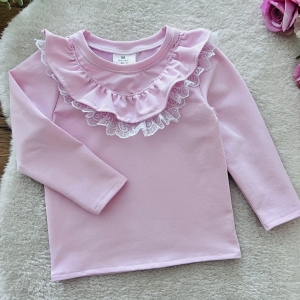 Body / bluzeczka z falbanką 3 d pudrowy