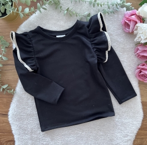 Body / bluzeczka z falbanką i koronką czarna 