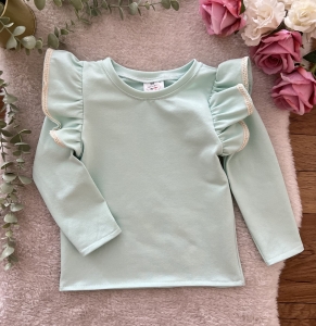 Body / bluzeczka z falbanką i koronką mięta