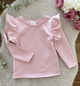 Body / bluzeczka z falbanką i koronką Puder