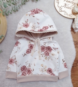 Bluza herbaciane róże z koronką 