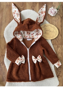 Płaszczyk Królik CYNAMON Z JESIENNE KWIATY bukla