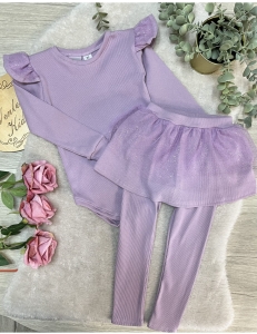 Prążek z tiulem lila