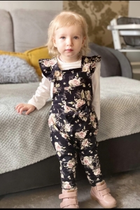 Ogrodniczki RÓŻE NA CIEMNYM 