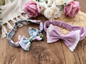 Opaska TURKUSOWE KWIATY  z lila