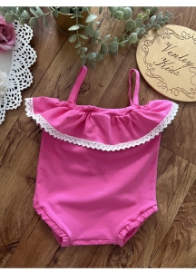 Rampers Body różowy z koronką