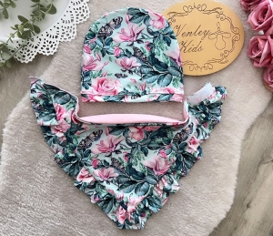 MOTYLI RAJ zestaw czapka z chustą  