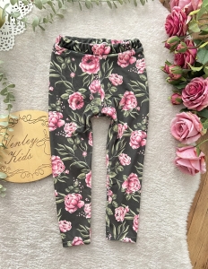 Leginsy WELUREK RÓŻOWE KWIATY 