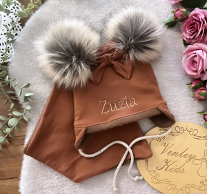 Zestaw zimowy 3 el  brąz + gold