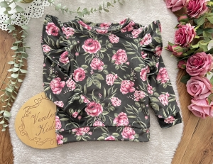 Bluza welur różowe kwiaty 