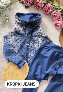 Bluza z kominem kropki jeans