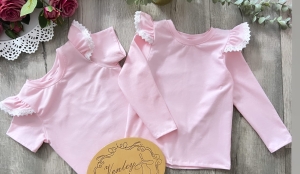 Body / Bluzeczka falbanka i koronka puder