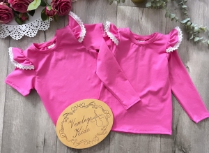 Body / Bluzeczka falbanka i koronka róż
