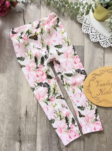 Leginsy KWIAT Z MOTYLEM prążek