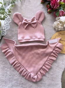 Zestaw prążkowany KWARC z falbanką 