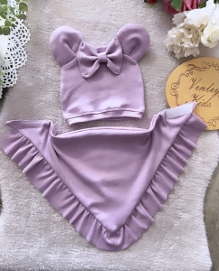 Zestaw prążkowany LILA z falbanką  