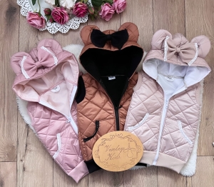 Kamizelka bezrękawnik kokardki koronka