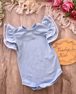 Body / bluzka błękit 2 falbanki koronka