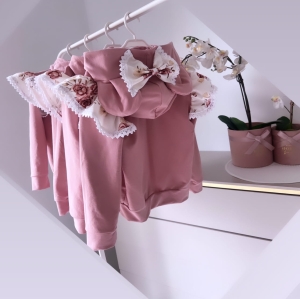 Bluza kwarc z herbaciane róże koronka 