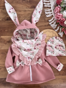 Płaszczyk Królik kwarc z kwiat w ogrodzie