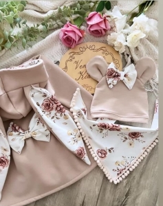 Płaszczyk Królik beż + herbaciane róże