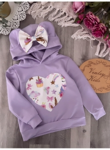 Bluza lila + jednorożec uszy miki  