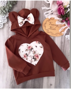 Bluza brąz z róże na jasnym uszy miki